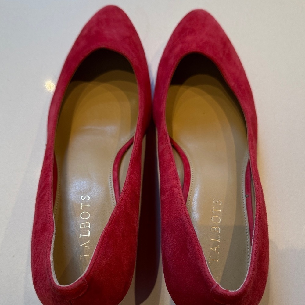 Talbots Lacey Platform Suede Wedge Heels, Red, Size 9.5 - Picture 6 of 8